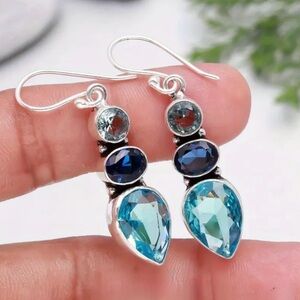 Elegant Blue and Silver Drop Earrings NWT